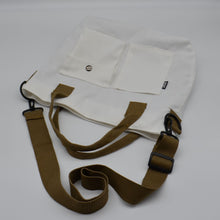 Load image into Gallery viewer, Pockets  Cotton Canvas TOTE Bag WHITE-OLIVE
