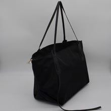 Load image into Gallery viewer, Soft Leather Trim Medium Lightweight Nylon Tote BLACK
