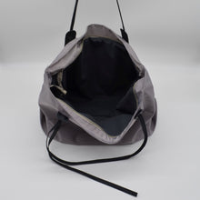 Load image into Gallery viewer, Soft Leather Trim Medium Lightweight Nylon Tote GREY
